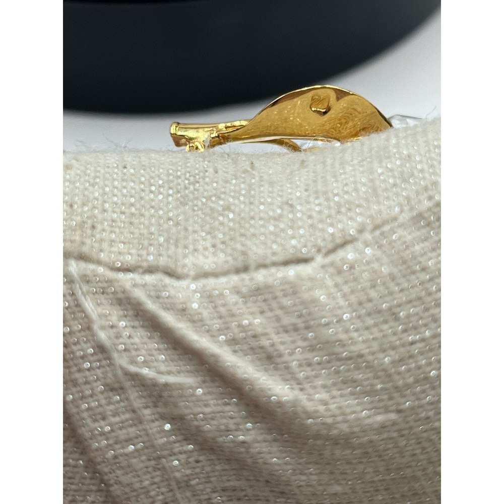 Swarovski Swan Signed Sparkling Crystal Cherry Gold‎ Plated Dangle Pin Brooch - Picture 8 of 13